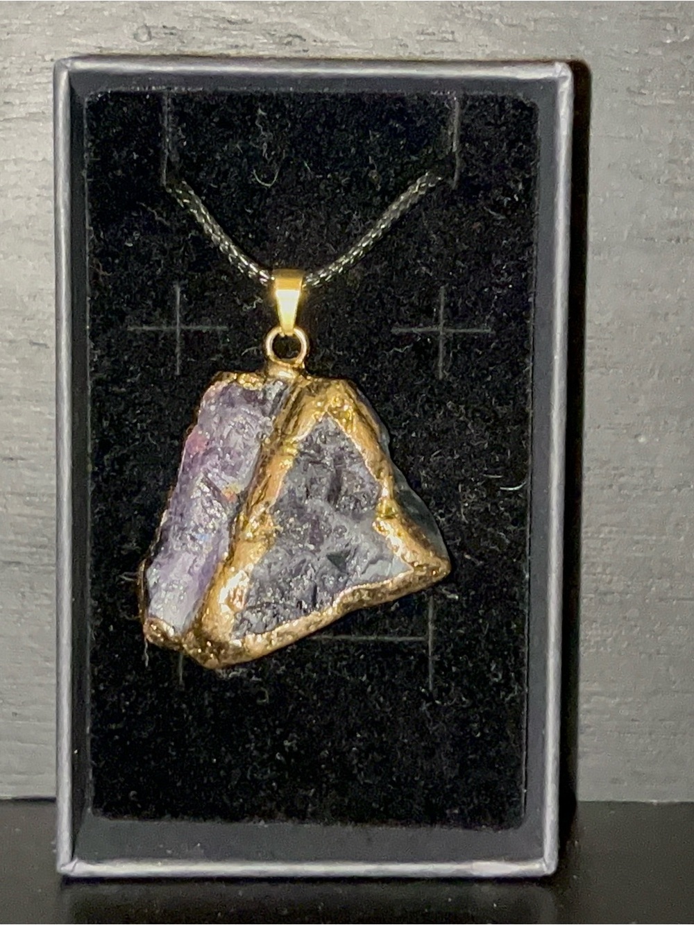 Gold-Edged Purple Raw Stone Necklace for Women